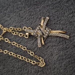 10K Gold W/diamonds Cross And 14K Chain Included. Gorgeous Stunning Cross.